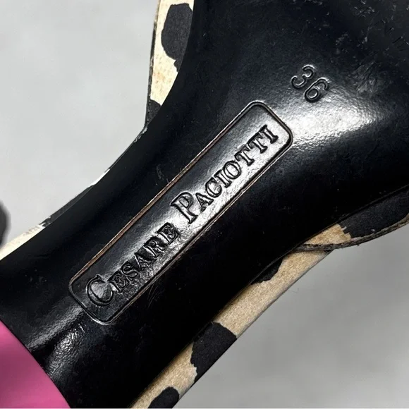 Cesare Paciotti Vintage Y2K Leopard Embellished Pointe Toe Kitten Heel Mules 36 - Picture 11 of 14